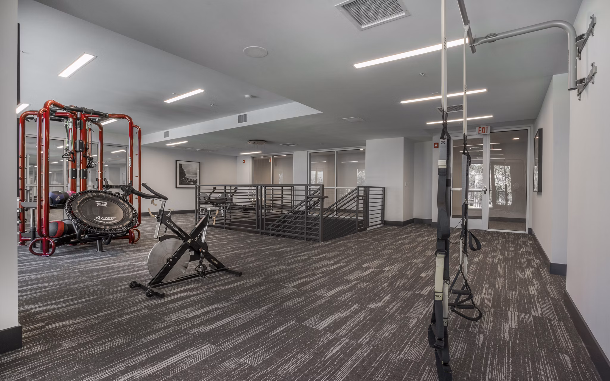 Fitness center with modern equipment at Metro Mission Valley Apartments, offering residents premium workout facilities for a healthy lifestyle