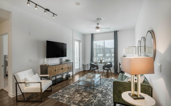 Interior view of a stylish living room with modern furnishings in Metro Mission Valley Apartments