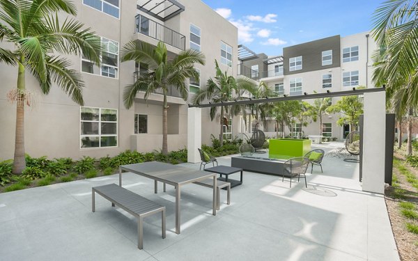 Cozy fire pit surrounded by seating at Metro Mission Valley luxury apartments