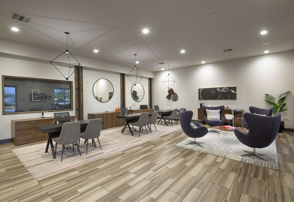 Modern business center with high-speed internet at Palomar Station Apartments in San Marcos, ideal for remote work and meetings