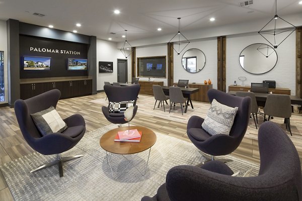Welcoming clubhouse with modern design at Palomar Station Apartments for luxury living experiences