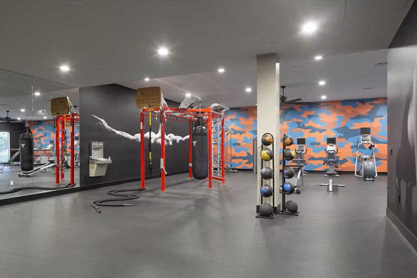 fitness center at Palomar Station Apartments 
