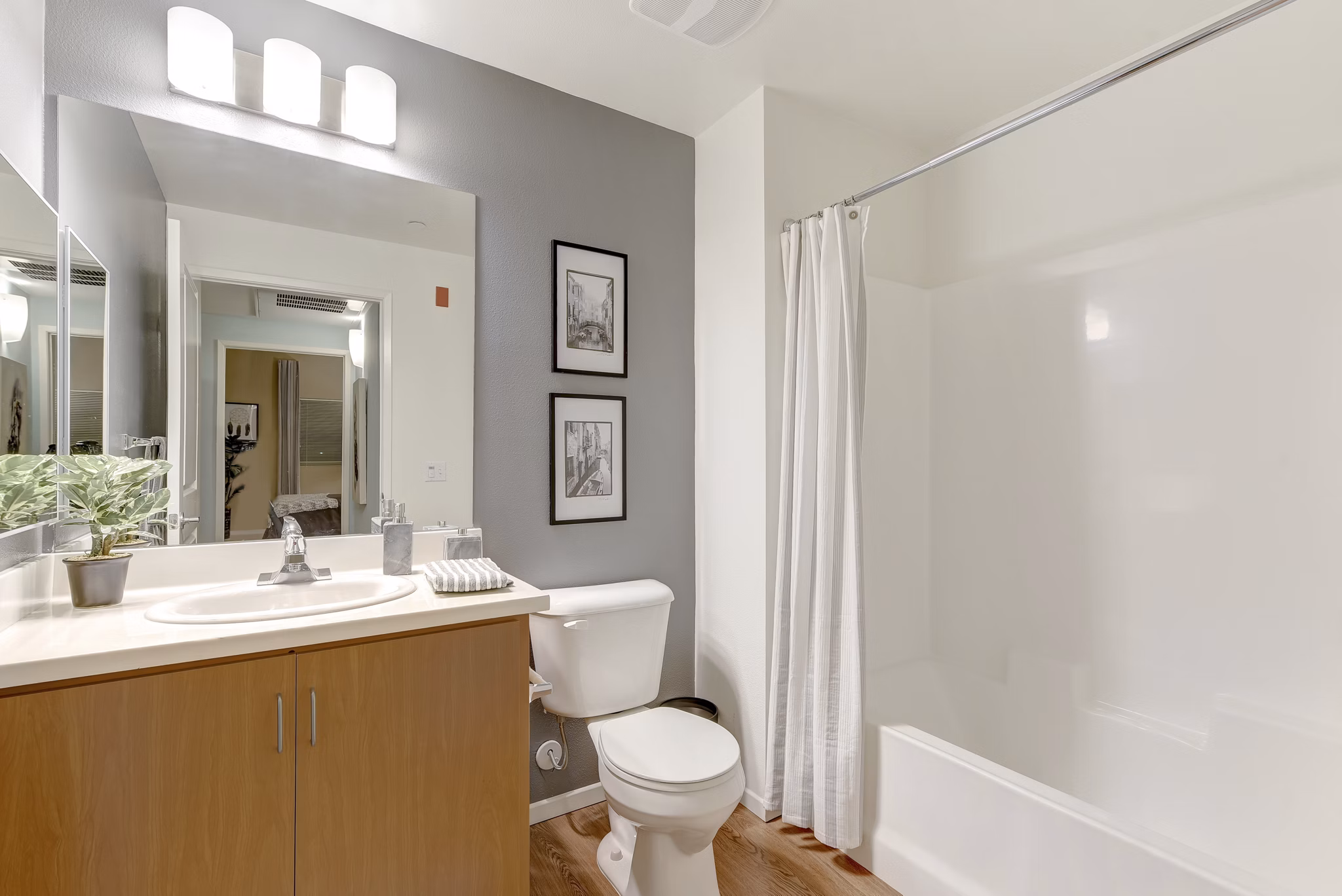 Modern bathroom with elegant fixtures at Parc One Apartments