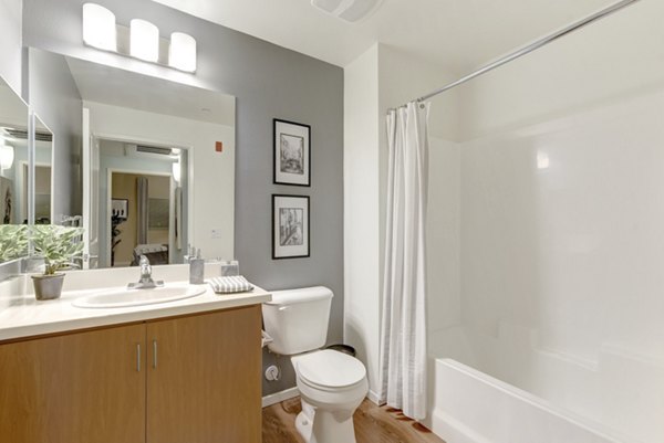 Modern bathroom with elegant fixtures at Parc One Apartments