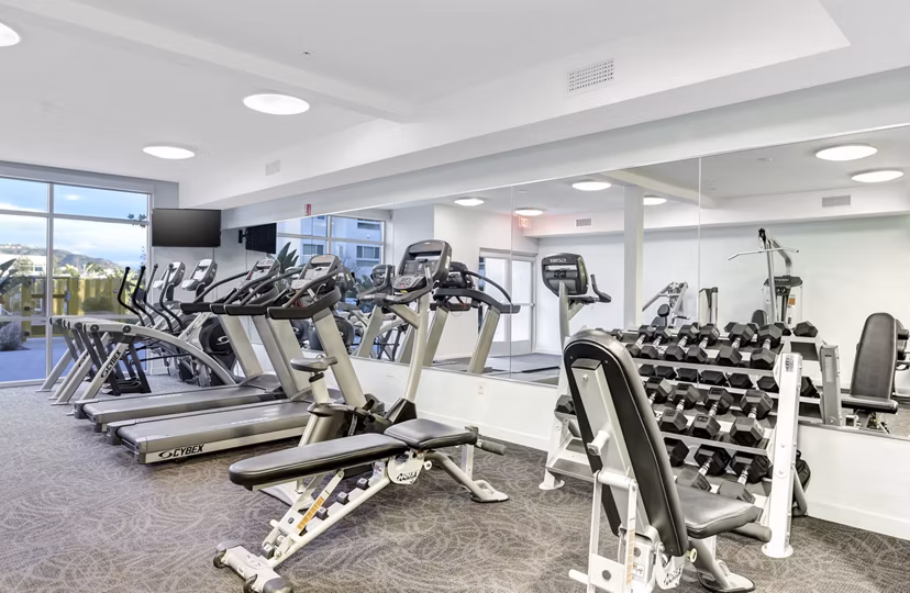 Parc One Apartments: Modern fitness center with state-of-the-art equipment in a luxurious setting