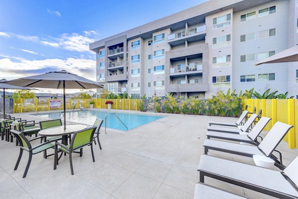 Modern outdoor pool area at Parc One Apartments, offering relaxation and recreation for residents in a luxury setting