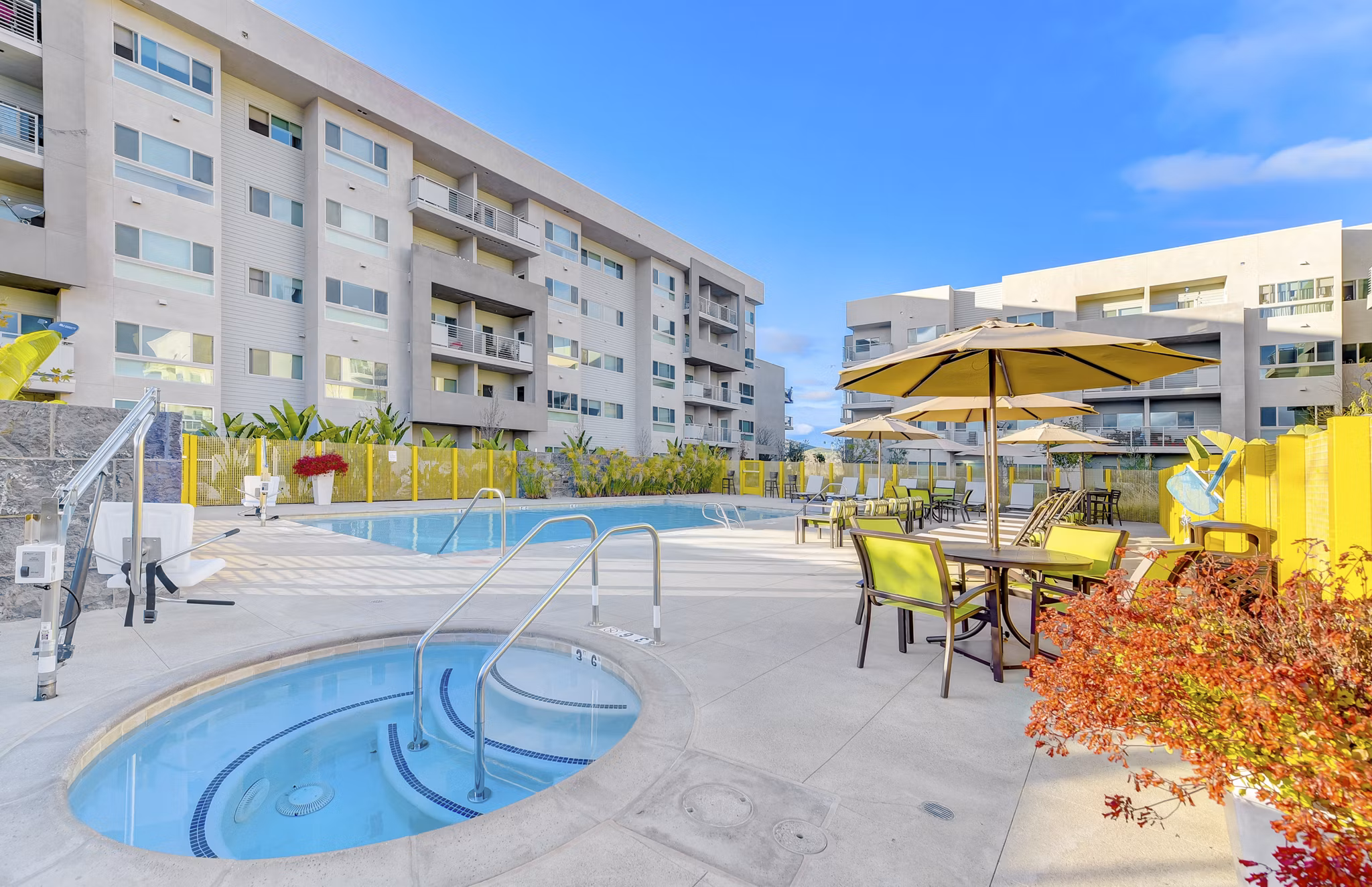 Luxurious outdoor hot tub at Parc One Apartments