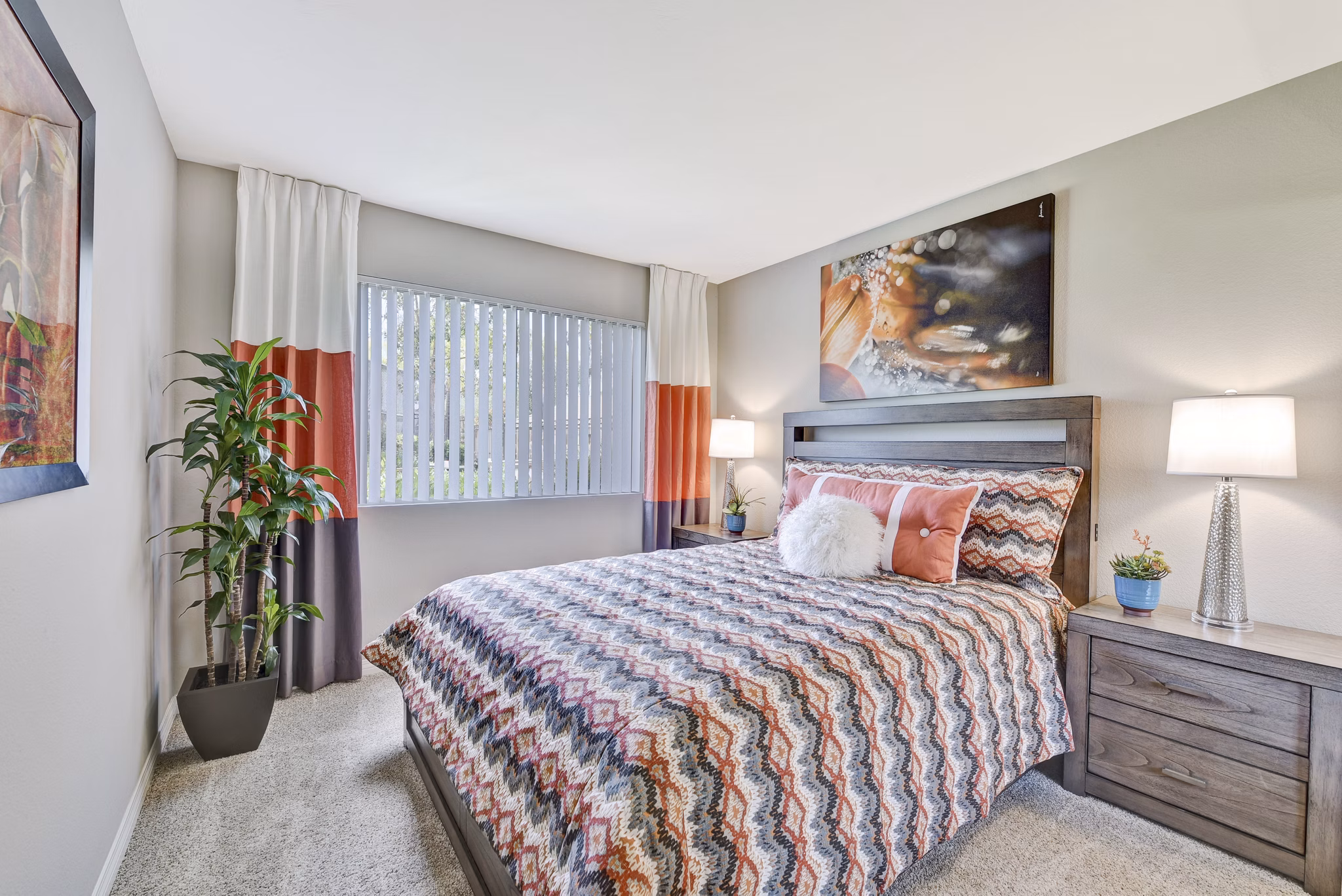Cozy bedroom with modern decor at Park Pointe Apartments