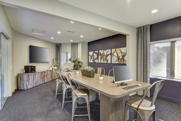 Modern meeting facility with ample seating and natural light at Park Pointe Apartments in downtown