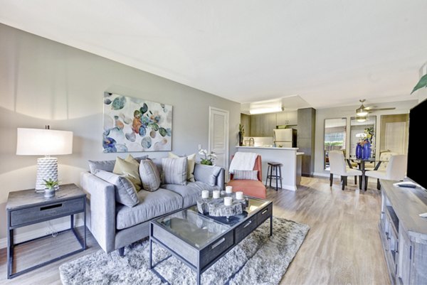 Spacious living room with modern decor and natural light in Park Pointe Apartments