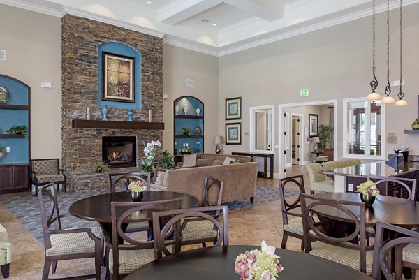 Stylish clubhouse with modern design at Rosina Vista Apartments offering luxury amenities