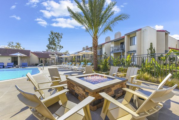 fire pit and patio area at Santee Villas Apartments