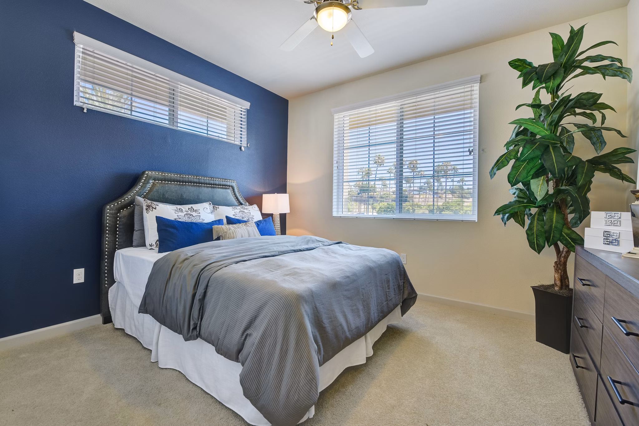 Elegant bedroom with modern furnishings at Seta Apartments