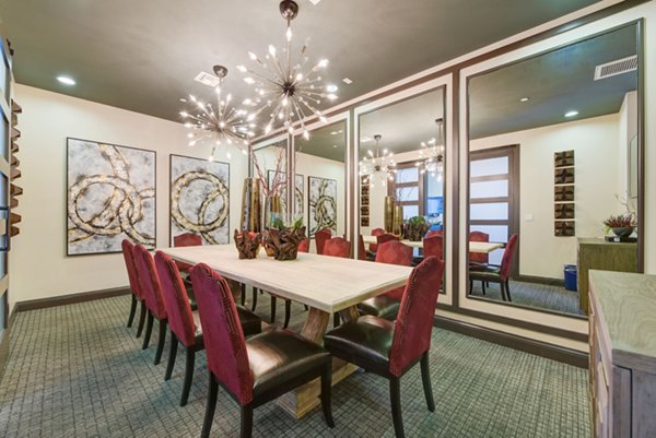 Meeting room with modern furnishings at Seta Apartments, luxury Greystar community