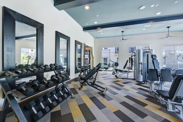 State-of-the-art fitness center featuring modern equipment at Seta Apartments