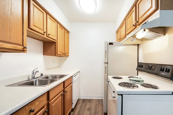 Modern kitchen with stainless steel appliances at Softwind Point Apartments