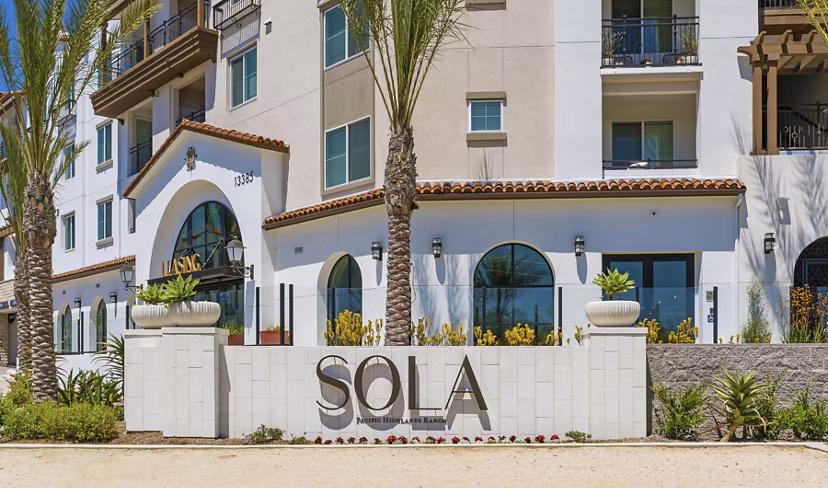 Sola at Pacific Highlands Ranch: Modern signage at luxury apartments in California