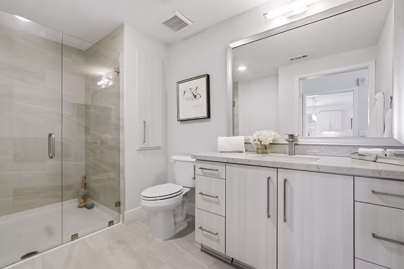Sleek bathroom with modern fixtures at Sola at Pacific Highlands Ranch Apartments