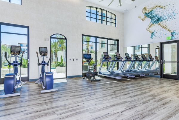fitness center at Sola at Pacific Highlands Ranch Apartments