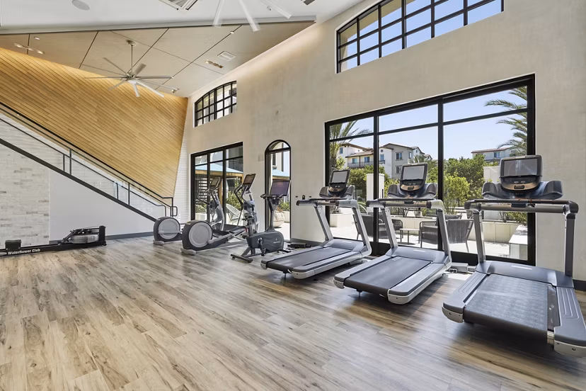 Spin studio with state-of-the-art bikes and mirrors at Sola at Pacific Highlands Ranch Apartments Perfect for fitness enthusiasts seeking luxury living