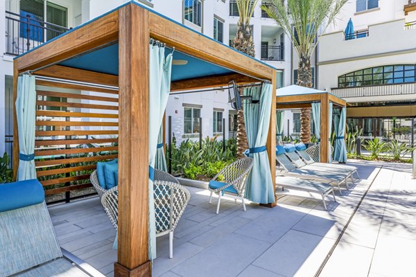 patio cabanas at Sola at Pacific Highlands Ranch Apartments