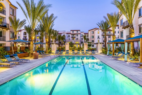 Luxurious pool at Sola at Pacific Highlands Ranch Apartments with serene atmosphere for relaxation