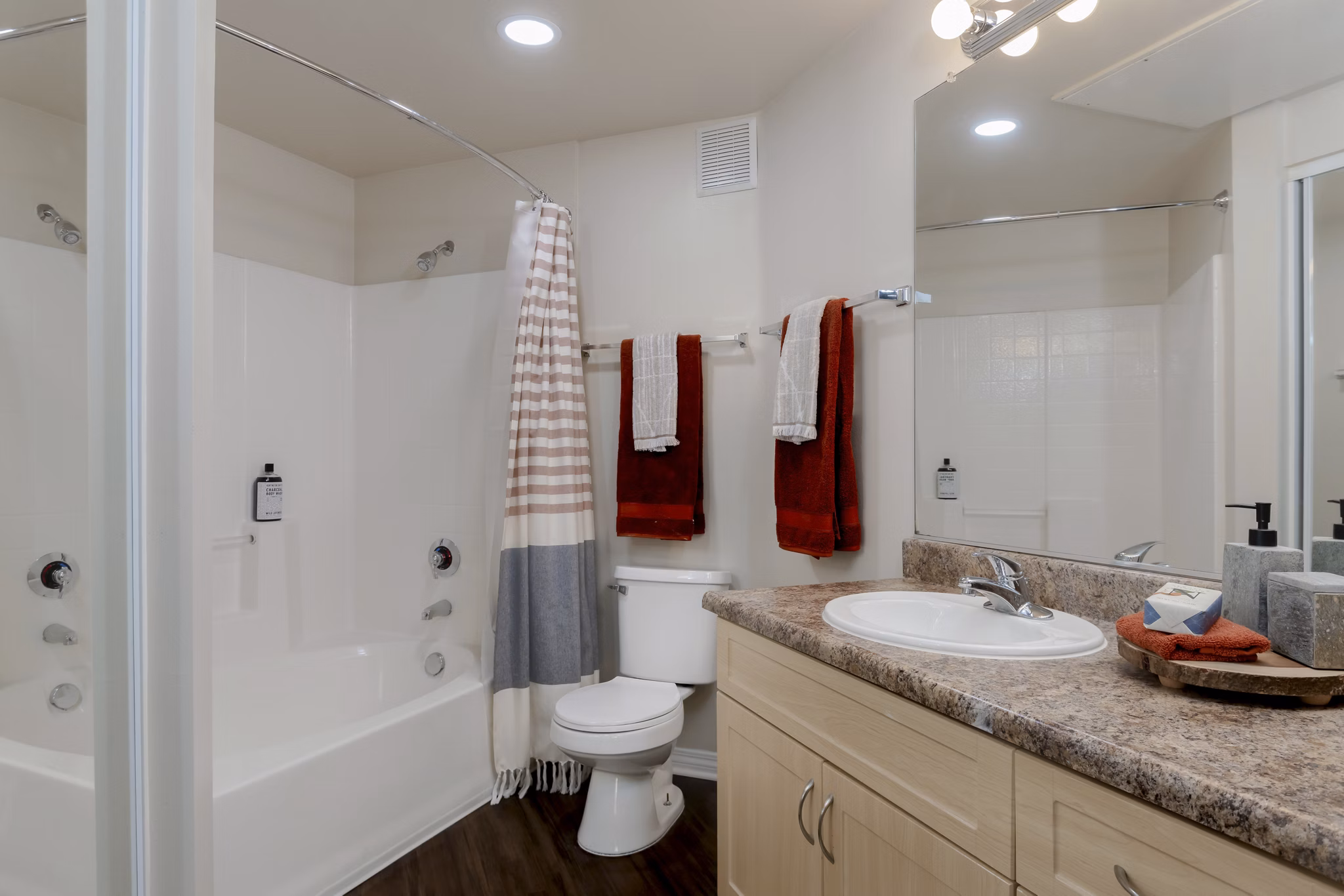 Bathroom featuring modern finishes at Missions at Sunbow Apartments in Chula Vista
