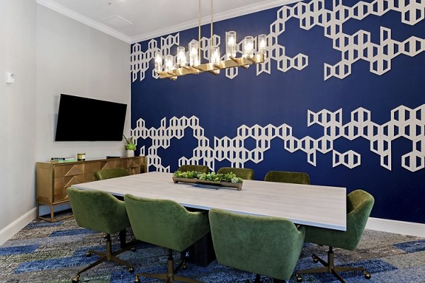 Meeting room with conference setup at Missions at Sunbow Apartments