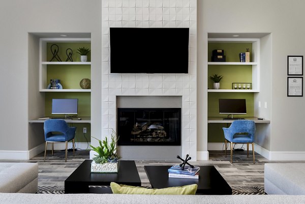 Missions at Sunbow Apartments: Modern clubhouse with cozy seating areas and stylish decor