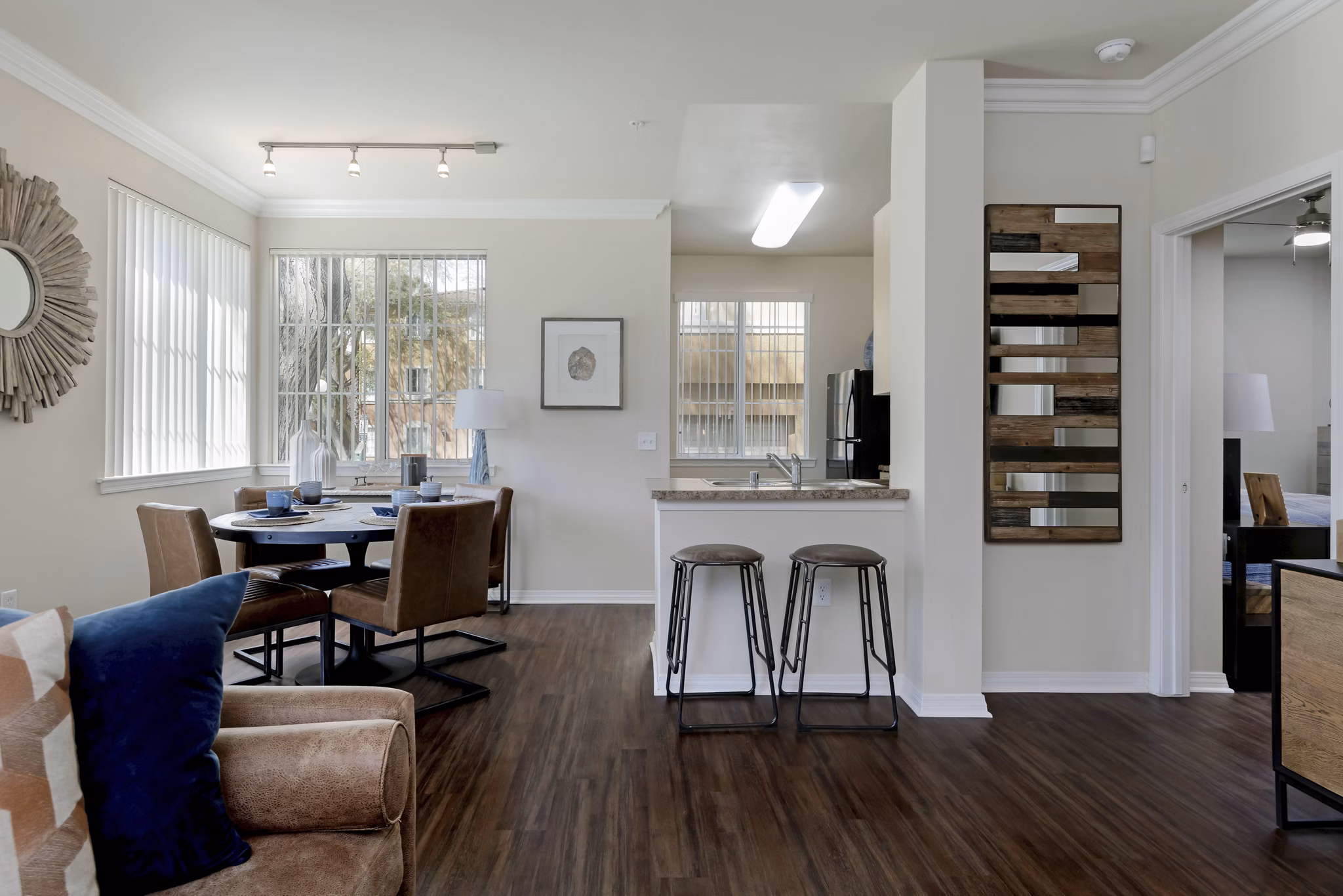 Spacious living room with modern decor in Missions at Sunbow Apartments, offering luxury lifestyle in a premium Chula Vista location