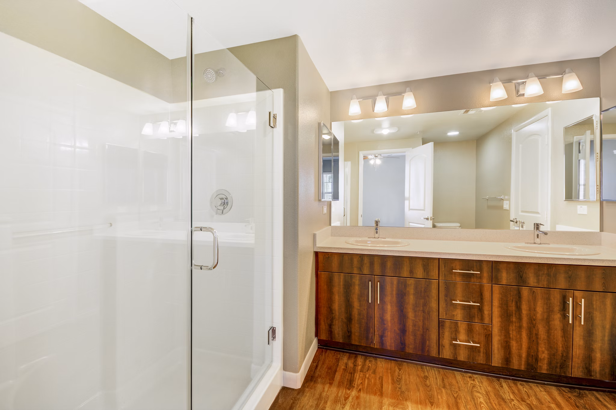 Modern bathroom with sleek fixtures at Tavera Apartments luxury complex