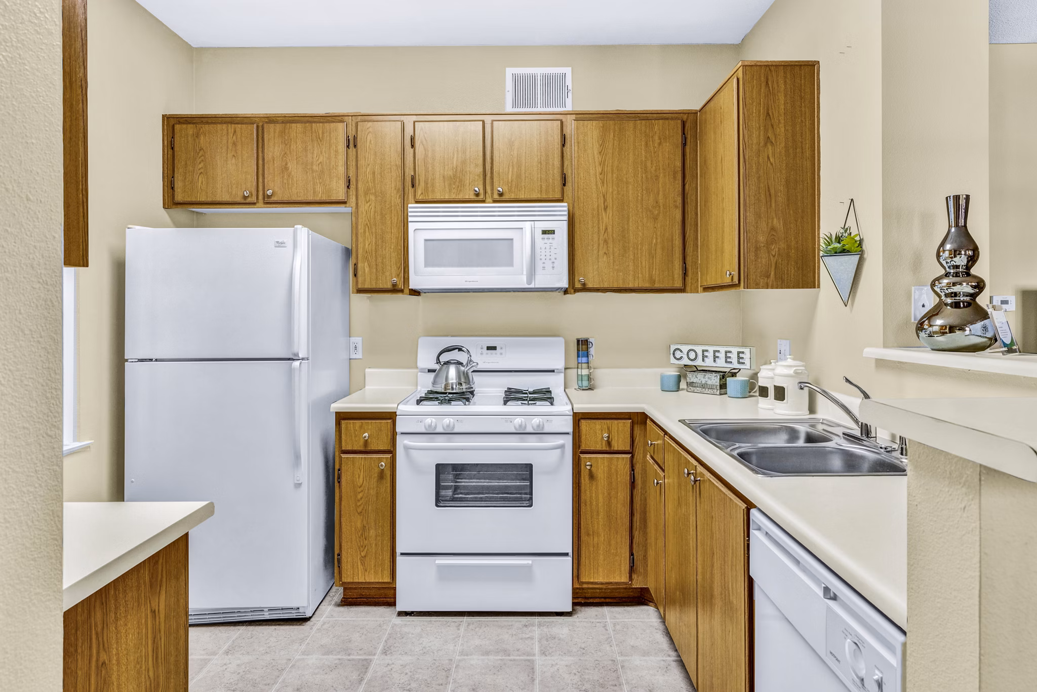 Modern kitchen with stainless steel appliances at Terra Vista Apartments