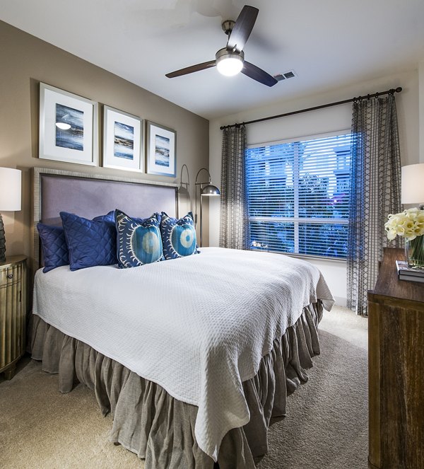 Cozy bedroom with modern decor at Vora Mission Valley West Apartments