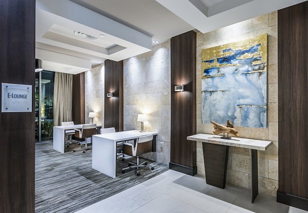 Modern clubhouse with stylish furnishings at Vora Mission Valley West Apartments