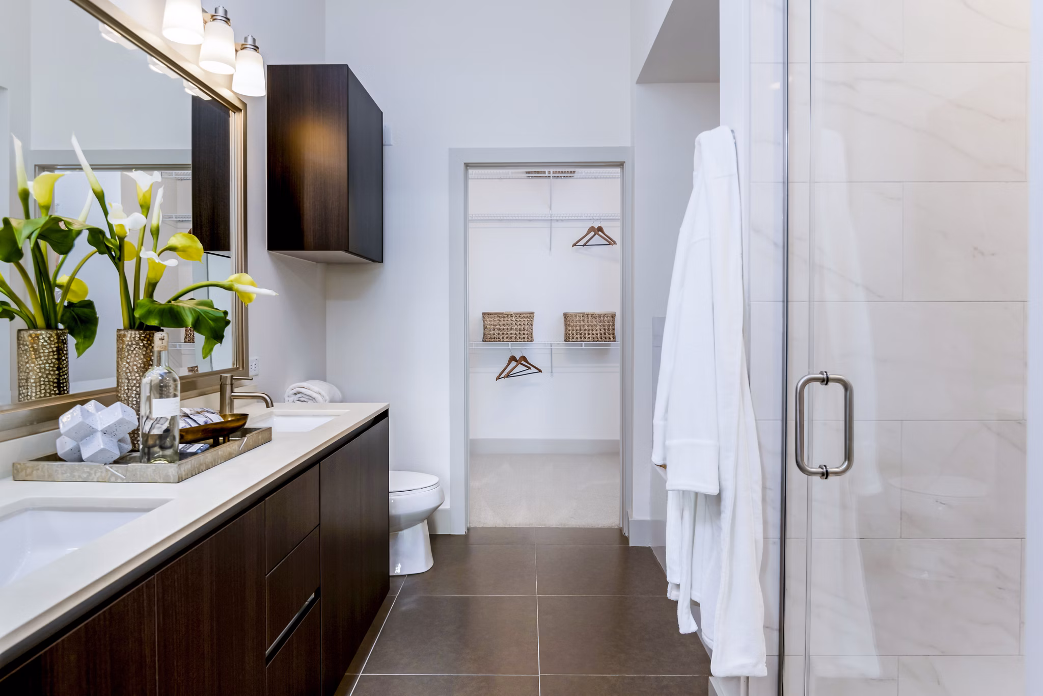 Elegant bathroom featuring modern fixtures at Vora Mission Valley East Apartments