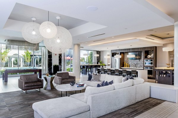 Stylish clubhouse with modern decor at Vora Mission Valley East Apartments