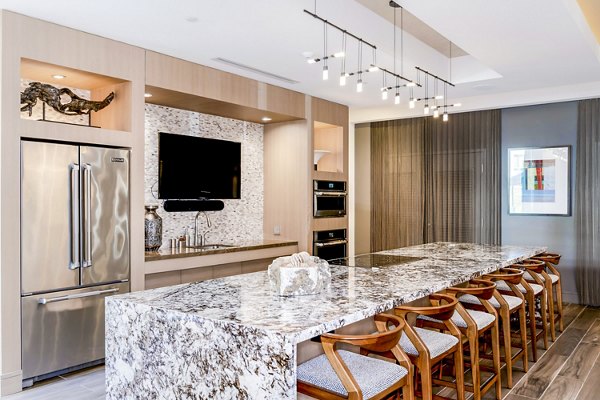 clubhouse kitchen at Vora Mission Valley East Apartments