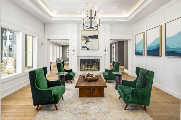 Lobby with modern seating and stylish dÃ©cor at NOVEL Harpeth Heights by Crescent Communities Apartments, ideal for socializing and relaxation