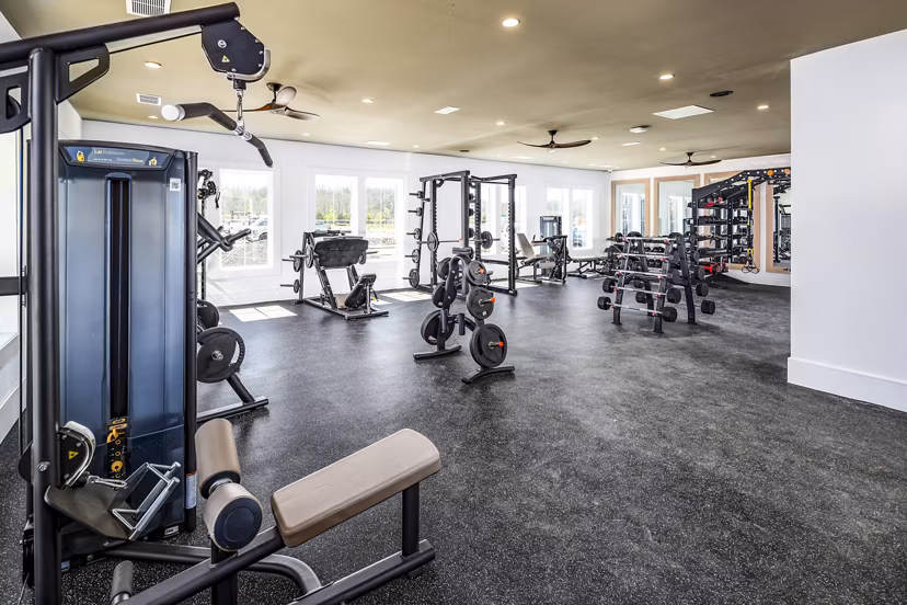 Modern fitness center with state-of-the-art equipment at NOVEL Harpeth Heights by Crescent Communities Apartments