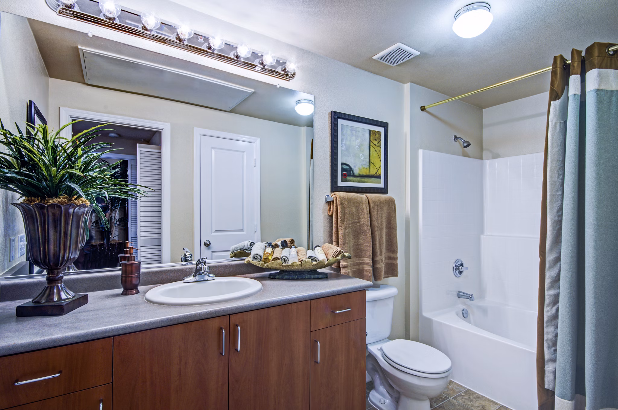 Modern bathroom with sleek fixtures at Ridgestone Apartments, offering luxury living