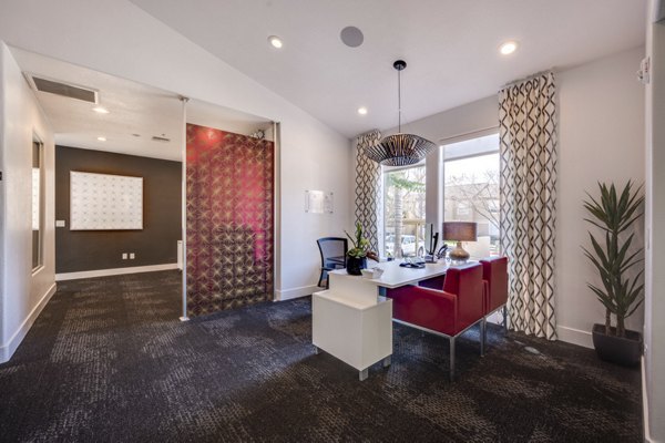 Elegant clubhouse with modern design at Solana Ridge Apartments for social gatherings and relaxation