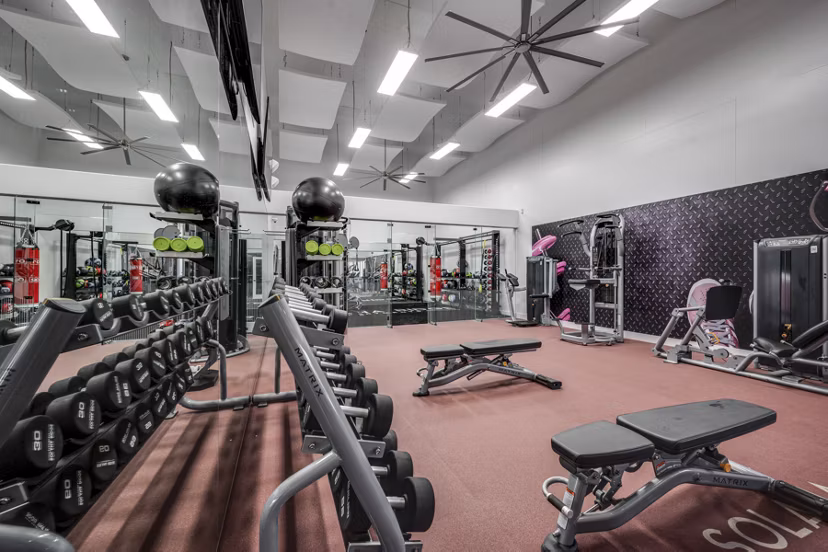 Modern fitness center featuring state-of-the-art equipment at Solana Ridge Apartments, ideal for an active lifestyle
