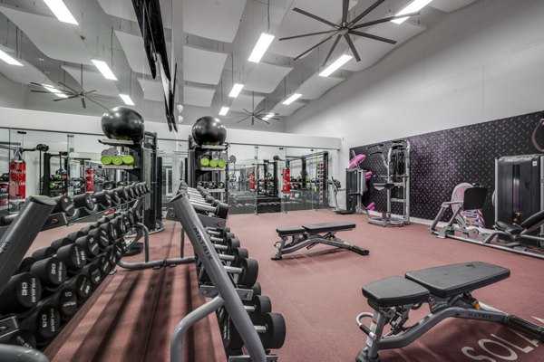 Modern fitness center featuring state-of-the-art equipment at Solana Ridge Apartments, ideal for an active lifestyle