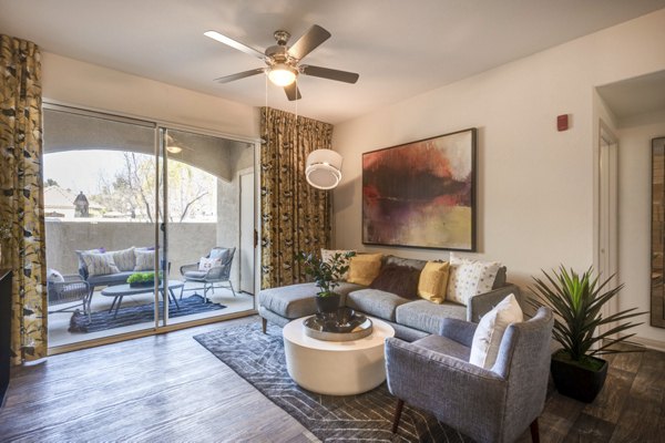 Cozy living room with stylish furnishings at Solana Ridge Apartments, perfect for comfort and luxury living