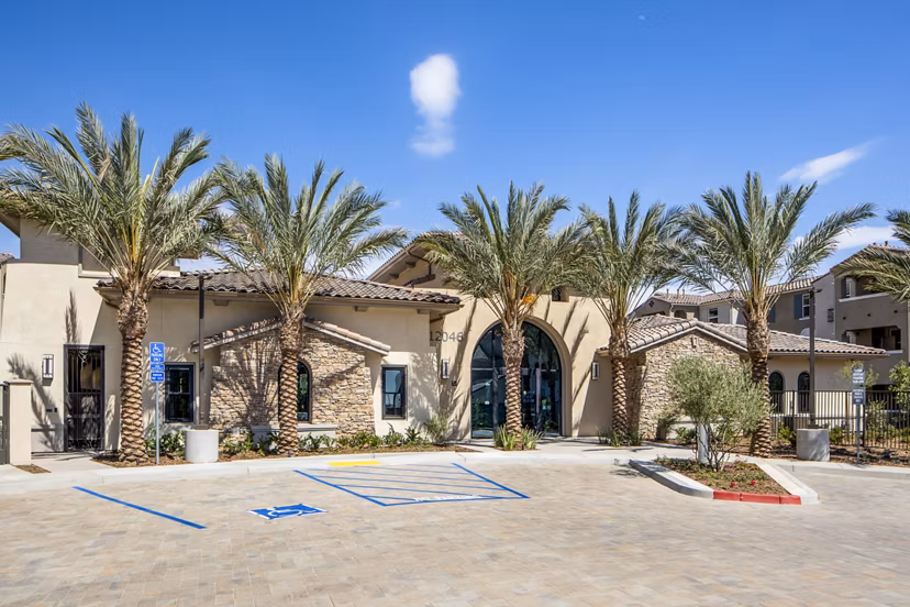 Clubhouse and leasing office with modern design at Sorano Apartments