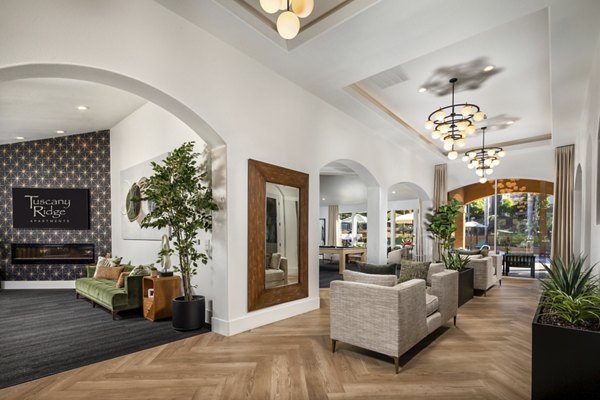 Tuscany Ridge Apartments: Elegant clubhouse featuring modern design and cozy seating areas in a luxury apartment community