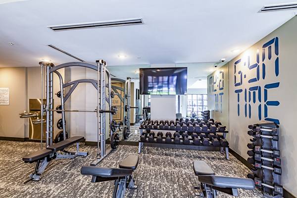 fitness center at The Louis Apartments