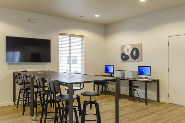 Modern clubhouse featuring lounge seating at Britton Place Apartments