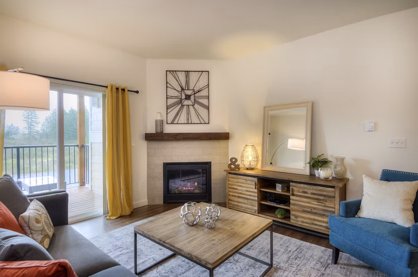 Living room featuring modern furnishings at Britton Place Apartments in Lacey, WA
