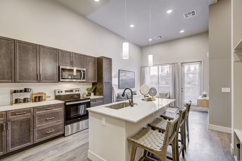 kitchen at The Plaza at Pikes Peak Apartments 